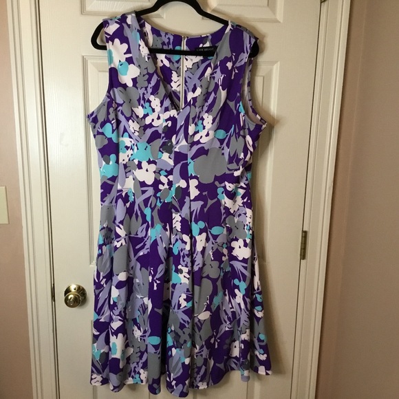 Lane Bryant Sleeveless Fit & Flare Purple & Gray Dress - 20 - Picture 3 of 8